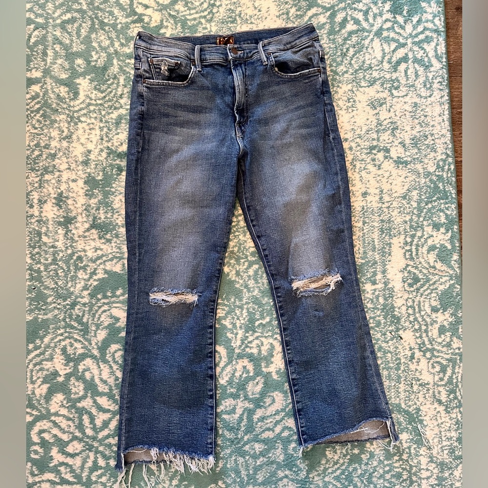 MOTHER Blue Distressed Jeans